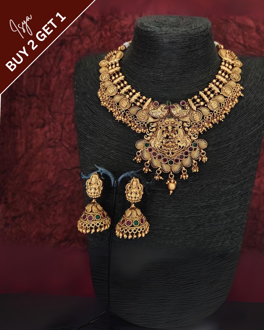 Harini – Fancy Rajwadi Polish Temple Necklace Set