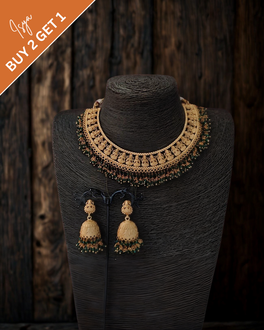 Kritikaa – Lakshmi Matte Gold Temple Choker Set