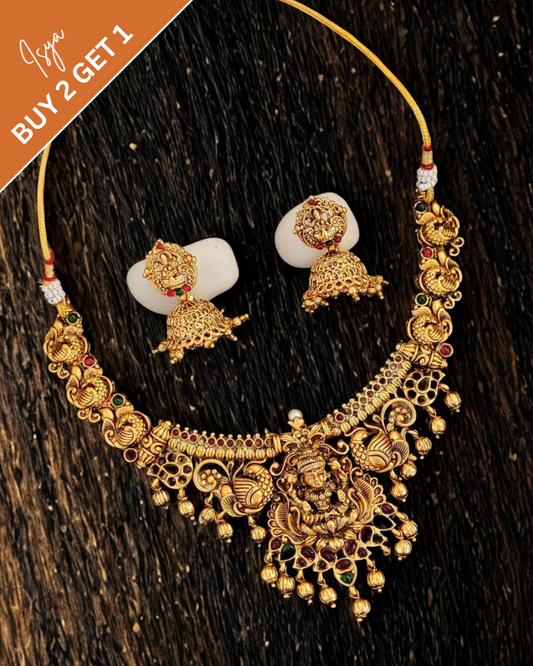 Ruhinika – Lakshmi Temple Stone Necklace Set