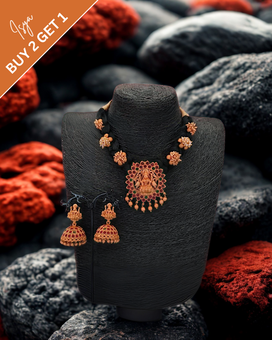 Samriddhi – Lakshmi Matte Gold Temple Necklace Set