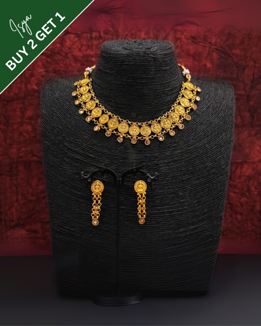 Svarnika - Lakshmi Coin Temple Necklace Set