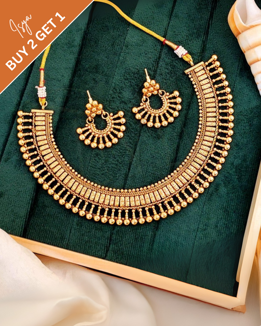 Vaanya – Designer High Gold Polish Short Necklace Set