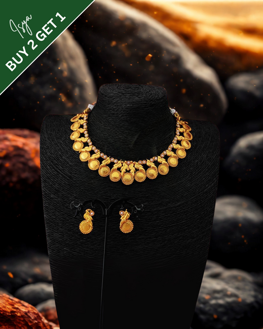 Vaishnavi-Lakshmi Leaf-Hold Coin Necklace