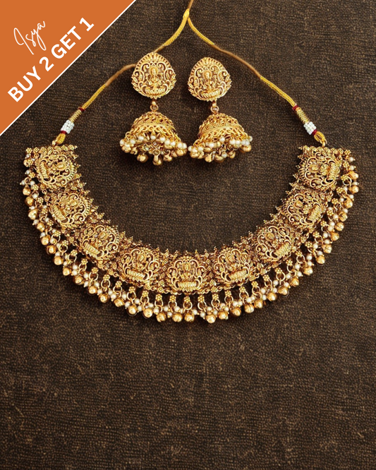 Vansika – Temple Pearl Designer Short Necklace Set