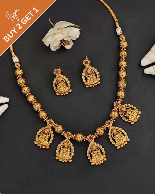 Varnika - Lakshmi Quintet Temple Necklace Set